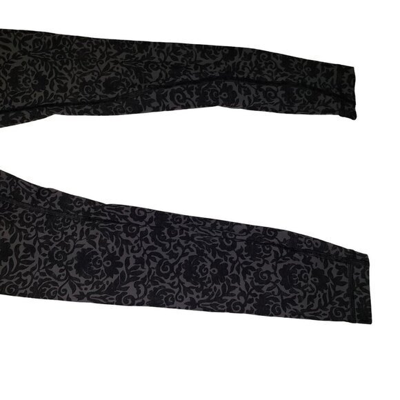 Lululemon Leggings Womens Size 2 Gray Charcoal Solid /‎ Floral Design Pre-Owned - Picture 10 of 12